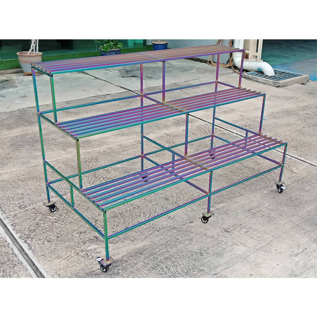 Flower shelf in pvd titanium rainbow coating
