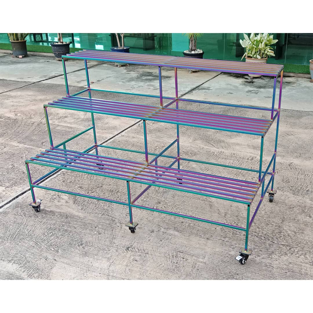Flower shelf in pvd titanium rainbow coating