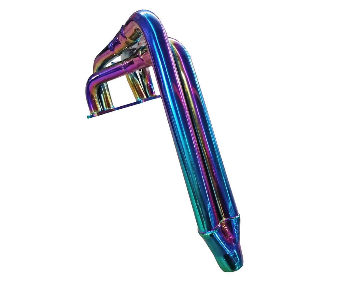Automotive accessories coated in pvd titanium rainbow