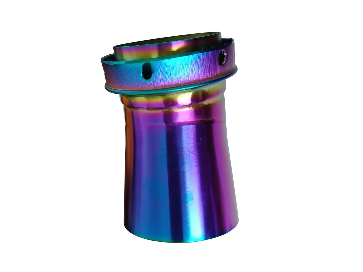 Exhaust coated in PVD Titanium Rainbow Coating