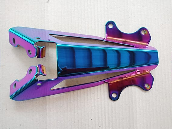 Motorcycle parts coated in pvd coating rainbow