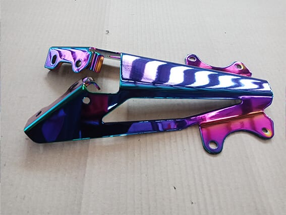 Motorcycle parts coated in pvd coating rainbow