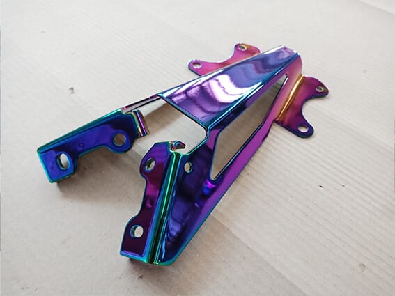Motorcycle parts coated in pvd coating rainbow