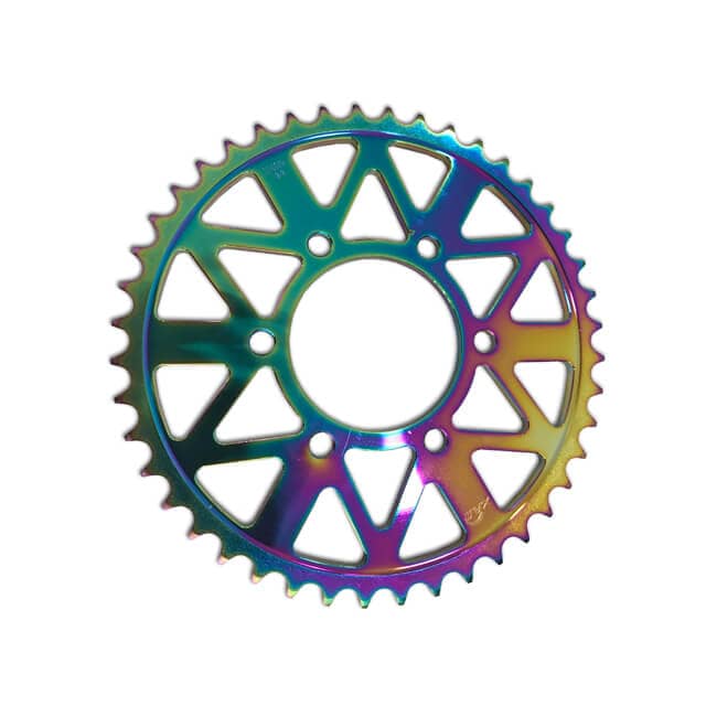 Motorcycle accessories in pvd titanium rainbow coating