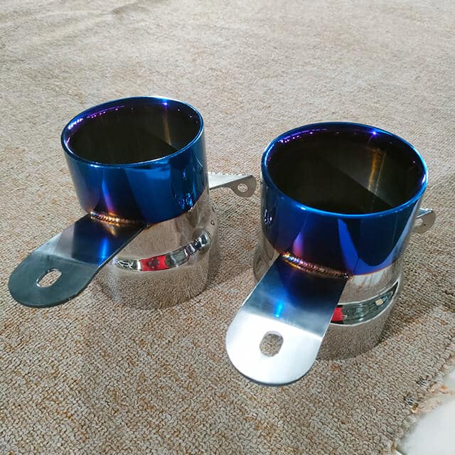 Automotive accessories coated in pvd blue color.