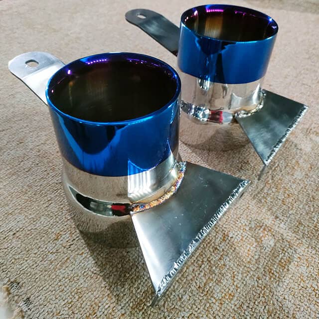 Automotive accessories coated in pvd blue color.