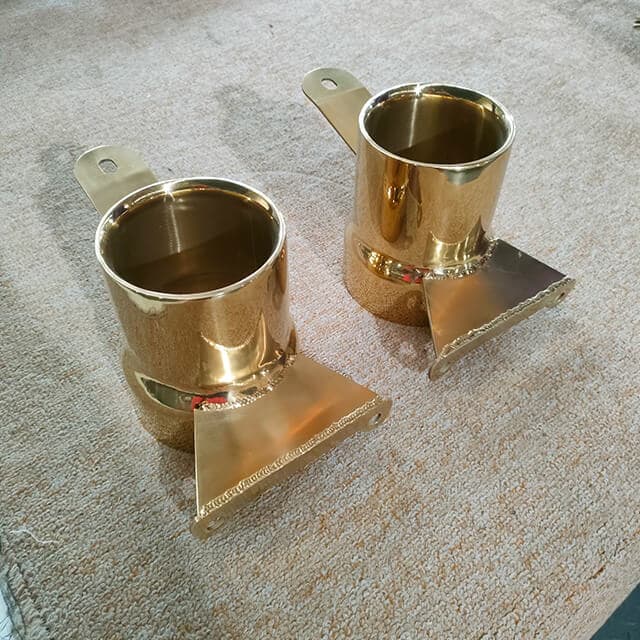 Automotive accessories coated in pvd gold color.
