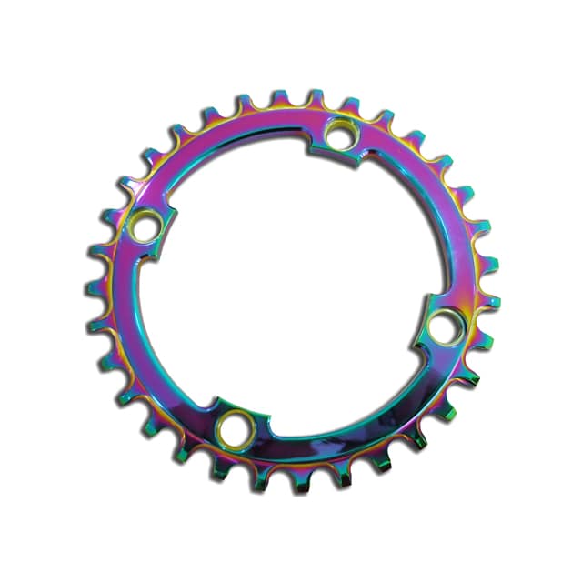 Sprocket coated in PVD Titanium Rainbow Coating