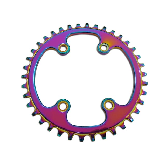 Sprocket coated in PVD Titanium Rainbow Coating