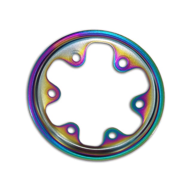 Sprocket coated in PVD Titanium Rainbow Coating