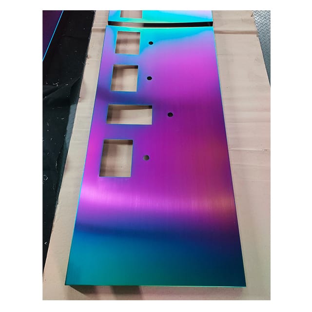 Plate coated in PVD Titanium Rainbow Coating