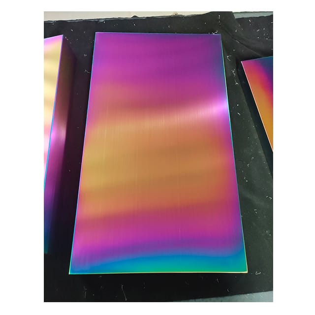 Plate coated in PVD Titanium Rainbow Coating
