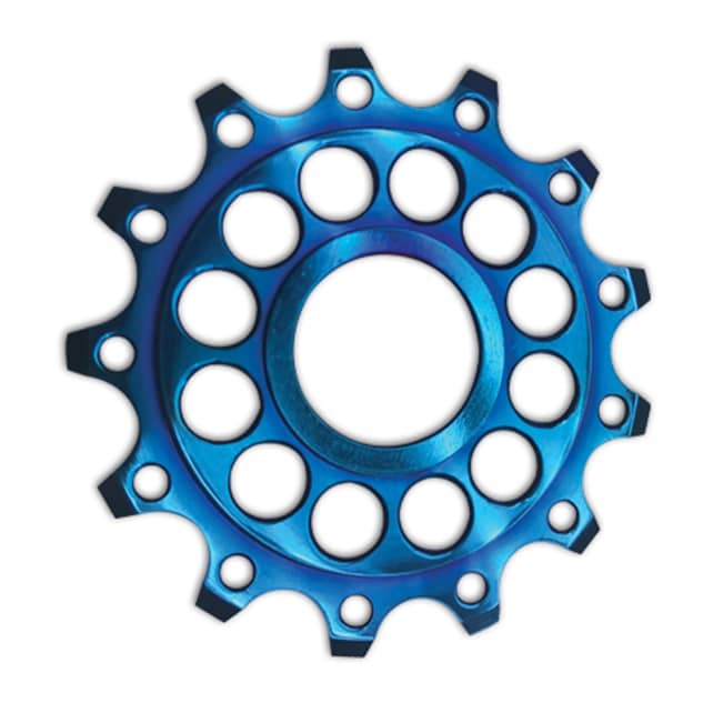 Motor accessories coated via PVD titanium blue.