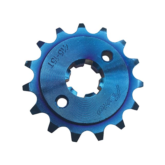 Motor accessories coated via PVD titanium blue.