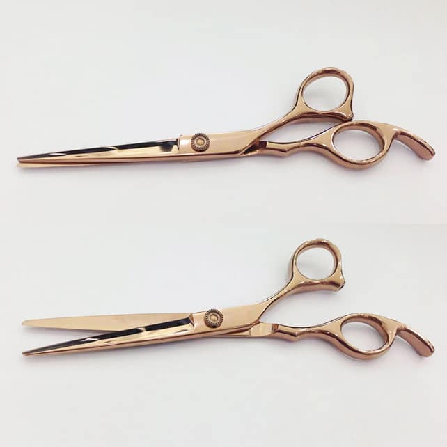 Hair scissors coated with PVD Titanium Bronze.