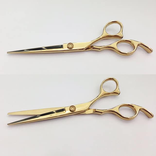Hair scissors coated with PVD Titanium Gold.